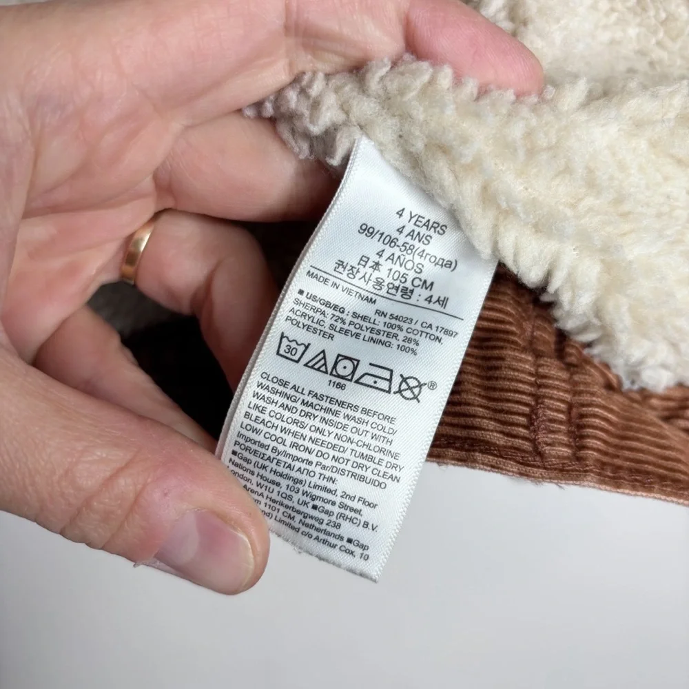 Gap Kids Sherpa Lined Corduroy Jacket Size 4T
